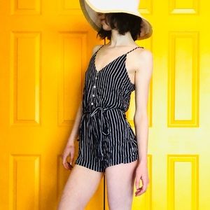 Navy Striped Romper